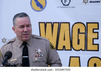 Los Angeles County Sheriff Alex Villanueva Announces The Formation Of A Task Force To Help Victims Of Wage Theft, Including Undocumented Workers, February 9, 2021, In Los Angeles.