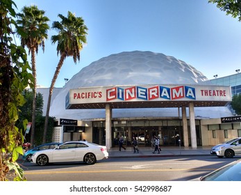 LOS ANGELES, DEC 19TH, 2016: The Famous Cinerama Dome Movie Theater On Sunset Boulevard In Hollywood.