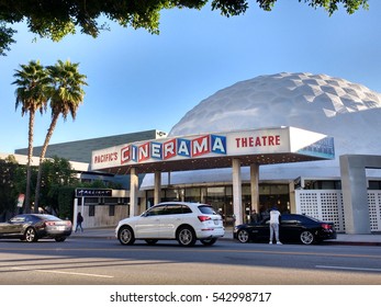 LOS ANGELES, DEC 19TH, 2016: The Famous Cinerama Dome Movie Theater On Sunset Boulevard In Hollywood.