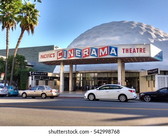 LOS ANGELES, DEC 19TH, 2016: The Famous Cinerama Dome Movie Theater On Sunset Boulevard In Hollywood.