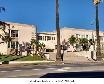 LOS ANGELES, DEC 19TH, 2016: Wide shot of Hollywood High School. It first opened in 1903 and counts many celebrities, such as Cher, as its former students and has been featured in movies.