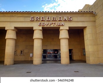 LOS ANGELES, DEC 29TH, 2016: The Entrance To Grauman's Egyptian Theatre, A Historic Movie Theater In Hollywood On The Hollywood Walk Of Fame, Which Opened In 1922.