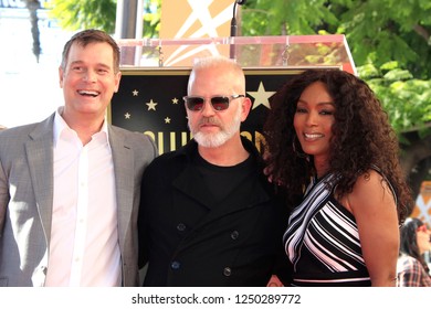 LOS ANGELES - DEC 4:  Peter Krause, Ryan Murphy, Angela Bassett At The Ryan Murphy Star Ceremony On The Hollywood Walk Of Fame On December 4, 2018 In Los Angeles, CA