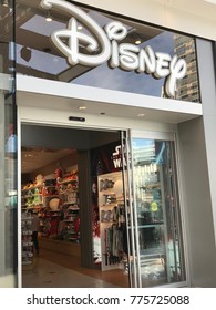 LOS ANGELES, DEC 9TH, 2017: Disney Logo Above The Entrance To The Disney Store At The Newly Opened Westfield Century City. Disney Has Made A Billion Dollar Deal To Buy Most Of 21st Century Fox.