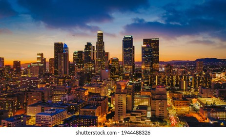 Los Angeles drone view of downtown skyline - Powered by Shutterstock