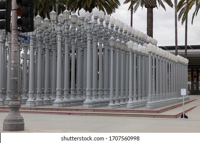 Los Angeles During Quarantine From A Drone View - The COVID-19 In April 2020 Left The Streets Empty And The Air Clean In LA. LACMA Area