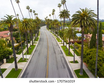 Los Angeles During Quarantine From A Drone View - The COVID-19 In April 2020 Left The Streets Empty And The Air Clean In LA.