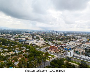 Los Angeles During Quarantine From A Drone View - The COVID-19 In April 2020 Left The Streets Empty And The Air Clean In LA.