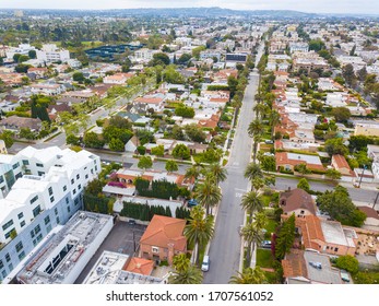 Los Angeles During Quarantine From A Drone View - The COVID-19 In April 2020 Left The Streets Empty And The Air Clean In LA.