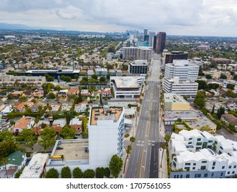 Los Angeles During Quarantine From A Drone View - The COVID-19 In April 2020 Left The Streets Empty And The Air Clean In LA.