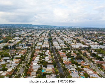 Los Angeles During Quarantine From A Drone View - The COVID-19 In April 2020 Left The Streets Empty And The Air Clean In LA.