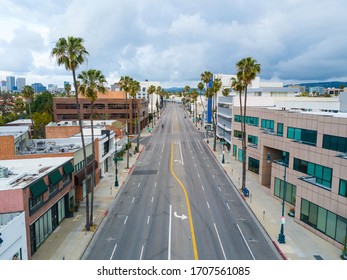 Los Angeles during quarantine from a Drone view - the COVID-19 in April 2020 left the streets empty and the air clean in LA.