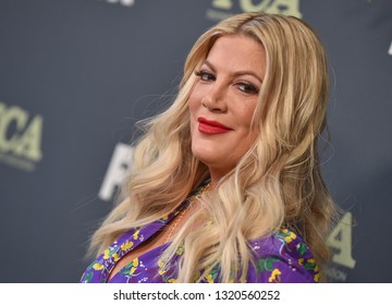 LOS ANGELES - FEB 06:  Actress Tori Spelling Arrives For The FOX Winter TCA 2019 On February 6, 2019 In Los Angeles, CA