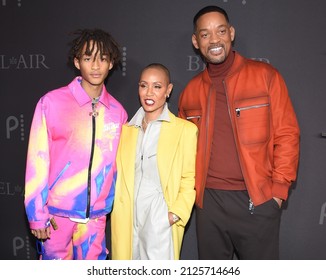 LOS ANGELES - FEB 09: Jaden Smith, Jada Pinkett Smith and Will Smith arrives for Peacock’s ‘Bel-Air’ Premiere on February 09, 2022 in Santa Monica, CA