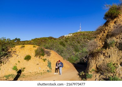 Los Angeles, FEB 2 2015 - People Hiking In The Hollywood Hills Trail