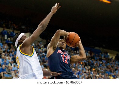 LOS ANGELES - FEB 26: Arizona Wildcats Guard Lamont Jones #12 During The NCAA Basketball Game Between The Arizona Wildcats And The UCLA Bruins On Feb 26, 2011 At Pauley Pavilion.