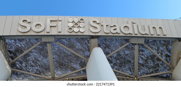 Los Angeles - February 12, 2022:
SoFi Stadium Building Signage Day Exterior