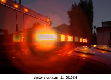 Los Angeles - February 24, 2022: LAFD Ambulance Flashing Light Bar