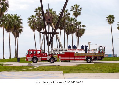 Los Angeles Fire Department Truck At Venice Beach, Los Angeles - California