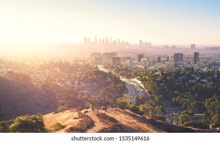 Los Angeles at foggy sunrise 
