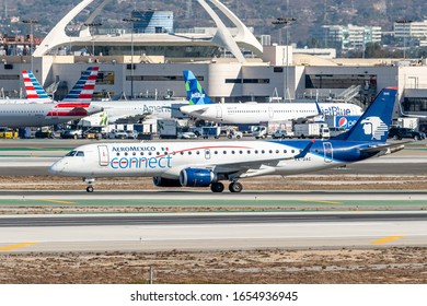 Los Angeles International Airport (LAX), California, USA / November 2, 2019: Aeroméxico Connect, Embraer ERJ-190LR.