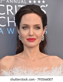 LOS ANGELES - JAN 11:  Angelina Jolie arrives for the 23rd Annual Critics' Choice Awards on January 11, 2018 in Santa Monica, CA                