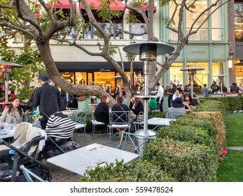 LOS ANGELES, JAN 14TH, 2017: People Are Having Tea At La Duree, The New, Popular French Garden Cafe Restaurant At The Grove Near Farmers Market At 3rd And Fairfax In Los Angeles.