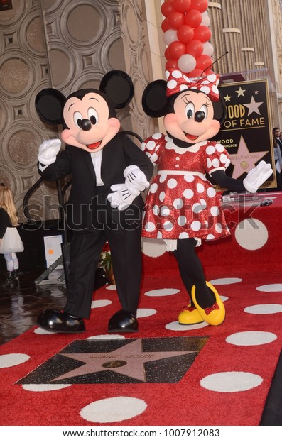 LOS ANGELES - JAN 22: Mickey Mouse, Minnie Mouse at the Minnie Mouse Star Ceremony on the Hollywood Walk of Fame on January 22, 2018 in Hollywood, CA