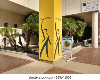 LOS ANGELES, JAN 24TH, 2017: Sign In Front Of The Screen Actors Guild SAG/AFTRA Building At SAG/Aftra Plaza On Wilshire Boulevard, Los Angeles.