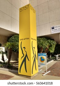 LOS ANGELES, JAN 24TH, 2017: Sign In Front Of The Screen Actors Guild SAG/AFTRA Building At SAG/Aftra Plaza On Wilshire Boulevard, Los Angeles.