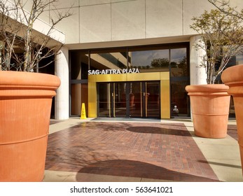 LOS ANGELES, JAN 24TH, 2017: Entrance To The Screen Actors Guild SAG/AFTRA Building At SAG/Aftra Plaza On Wilshire Boulevard, Los Angeles.