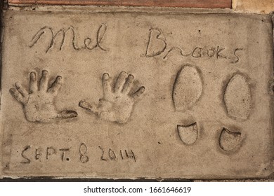 Los Angeles - January 25, 2020: 
Mel Brooks Footprints At The Chinese Theatre In Hollywood