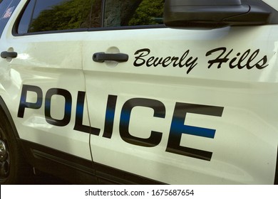 Los Angeles - January 25, 2020: Beverly Hills Police car door logo
