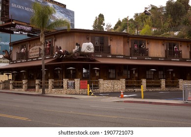 Los Angeles - January 27, 2021: 
Saddle Ranch Restaurant On Sunset Boulevard, West Hollywood Day Exterior