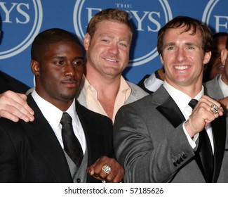 LOS ANGELES - JUL 14:  Reggie Bush, Jeremy Shockey And Drew Brees In The Press Room Of The 2010 ESPY Awards At Nokia Theater - LA Live On July14, 2010 In Los Angeles, CA