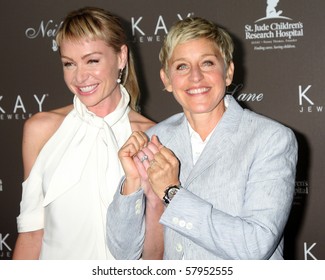 LOS ANGELES - JUL 22:  Portia DeRossi & Ellen DeGeneres arrive at the Neil Lane Bridal Collection Debut at Drai's at The W Hollywood Rooftop on July 22, 2010 in Los Angeles, CA ....