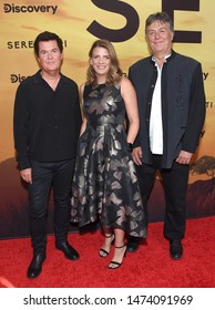 LOS ANGELES - JUL 23:  Simon Fuller, Nancy Daniels And John Downer Arrives For The 'Serengeti' Special Screening On July 23, 2019 In Beverly Hills, CA                