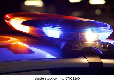 Los Angeles - July 13, 2019: Police Car Flashing Light Bar