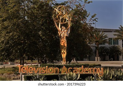 Los Angeles - July 16, 2021: 
Television Academy's Emmy Awards statue day exterior