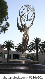 LOS ANGELES - JULY 19: A Large Emmy Statue Is Seen Outside The Building Where The Primetime Emmy Nominations Were Announced In Los Angeles On July 19, 2007.