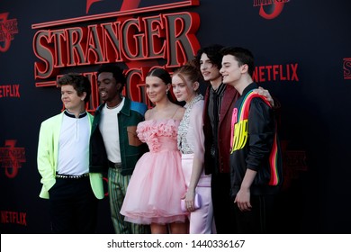 LOS ANGELES - JUN 28:  Cast at the "Stranger Things" Season 3 World Premiere at the Santa Monica High School on June 28, 2019 in Santa Monica, CA