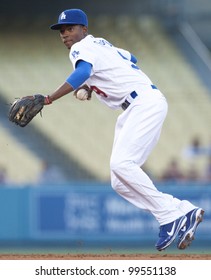 LOS ANGELES - JUNE 13: Los Angeles Dodgers SS Dee Gordon #9 During The Major League Baseball Game On June 13 2011 At Dodger Stadium In Los Angeles.