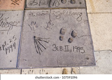LOS ANGELES - JUNE 26:  handprint of Whoopi Goldberg in Hollywood Boulevard on June 26,2012 in Los Angeles. There are nearly 200 celebrity handprints in the concrete of Chinese Theatre's forecourt.