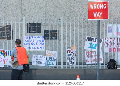 Los Angeles, June 30, 2018: Posters Around The Metropolitan Detention Center In Protest Of President Donald Trump's Zero Tolerance Immigration Policy.