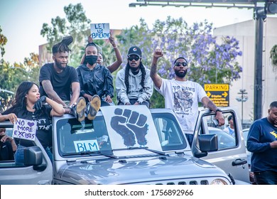 Los Angeles - June 7, 2020: BLM Protesters Raise Their Fist In Hollywood