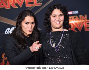 LOS ANGELES - MAR 04:  Booboo Stewart Arrives For The 'Captain Marvel' World Premiere On March 04, 2019 In Hollywood, CA