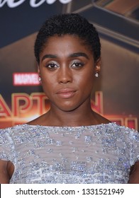 LOS ANGELES - MAR 04:  Lashana Lynch arrives for the 'Captain Marvel' World Premiere on March 04, 2019 in Hollywood, CA                