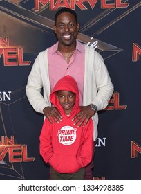 LOS ANGELES - MAR 04:  Sterling K. Brown And Andrew Brown Arrives For The 'Captain Marvel' World Premiere On March 04, 2019 In Hollywood, CA