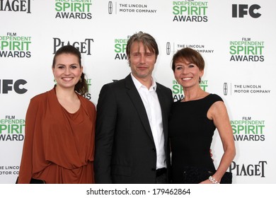 LOS ANGELES - MAR 1:  Viola Mikkelsen, Mads Mikkelsen, Hanne Jacobsen At The Film Independent Spirit Awards At Tent On The Beach On March 1, 2014 In Santa Monica, CA