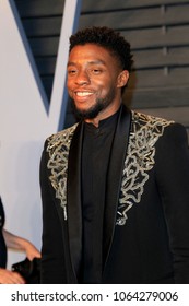 LOS ANGELES - MAR 4:  Chadwick Boseman at the 24th Vanity Fair Oscar After-Party at the Wallis Annenberg Center for the Performing Arts on March 4, 2018 in Beverly Hills, CA